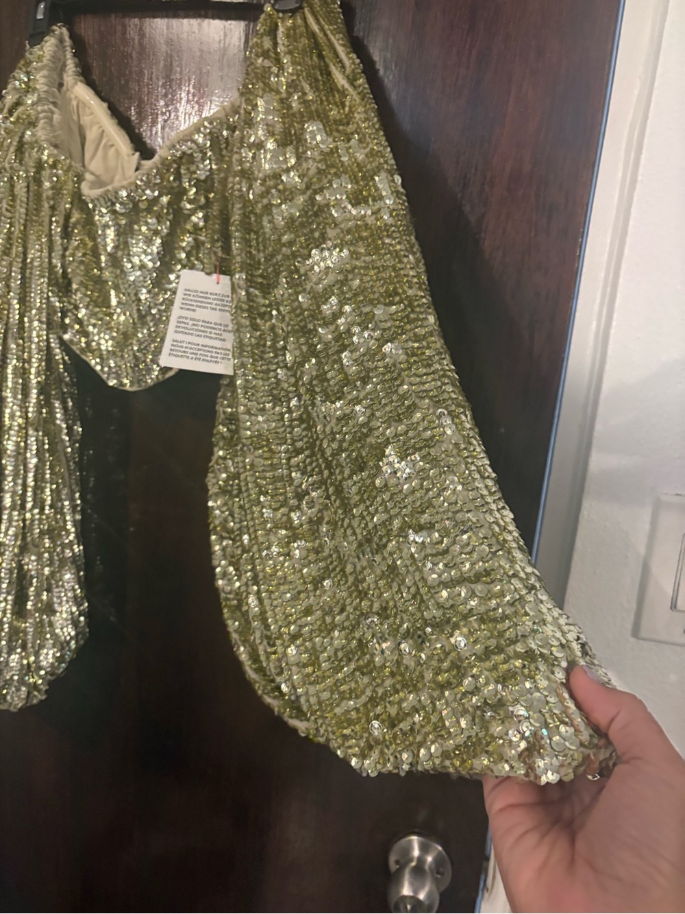 NWT ASOS Gold Green Sequin Cropped Top. Size 2. - Picture 4 of 10